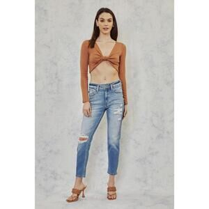 KanCan Size 7/27 Hi-Rise Distressed Mom‎ Jeans